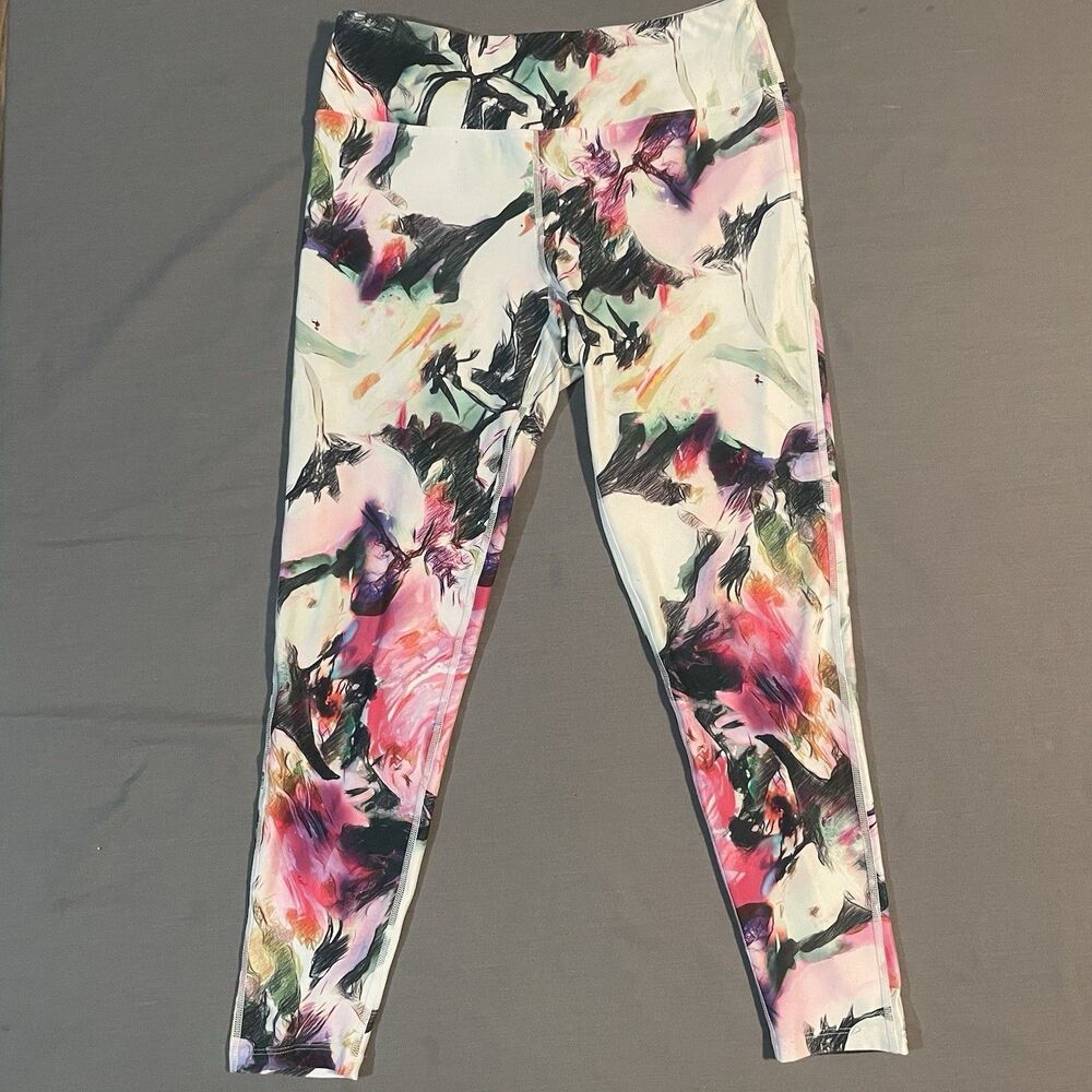 Betsey Johnson Performance Women's Leggings Colorful Floral Crop Spandex Sz M